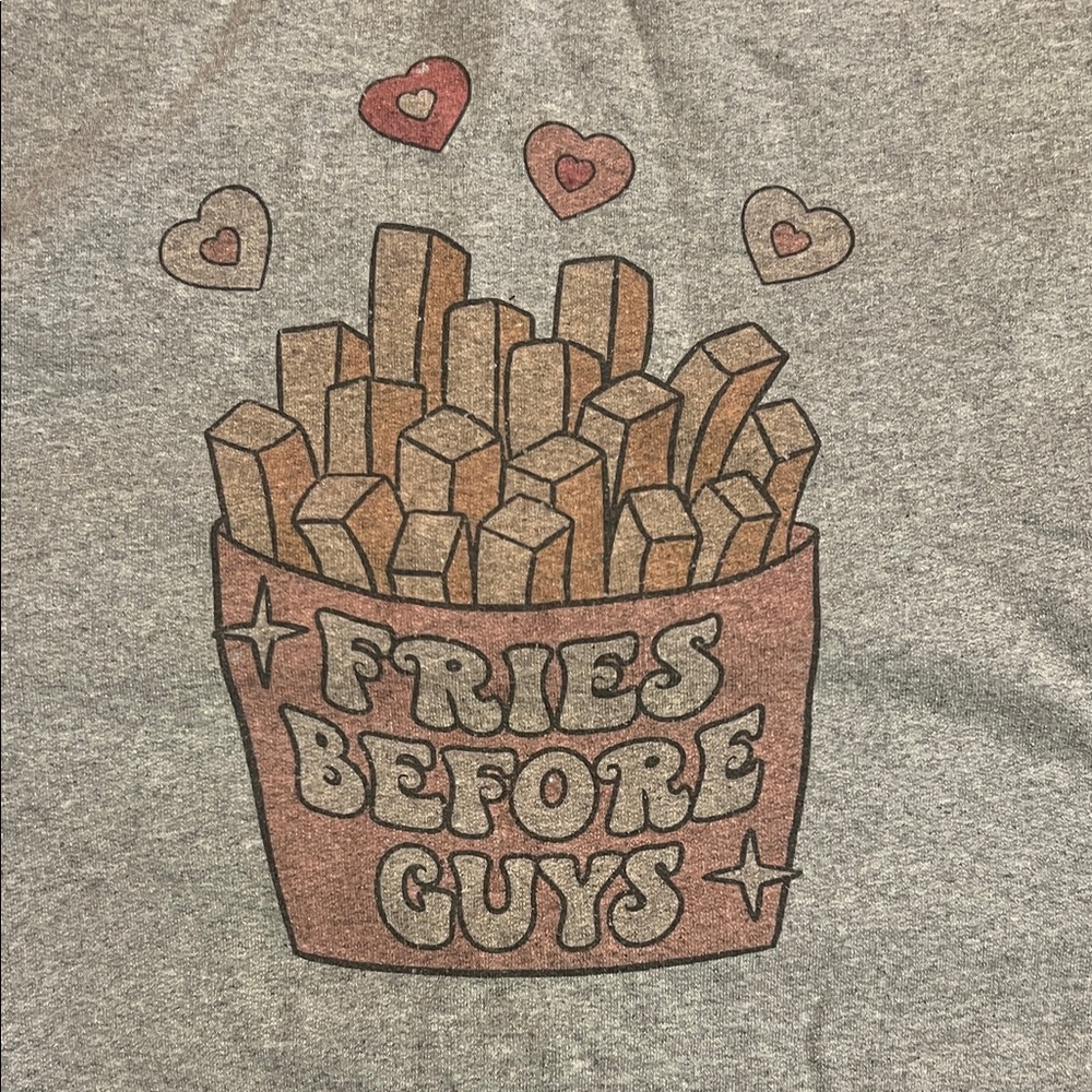 Gray Graphic Neck with Fries Before Guys Design